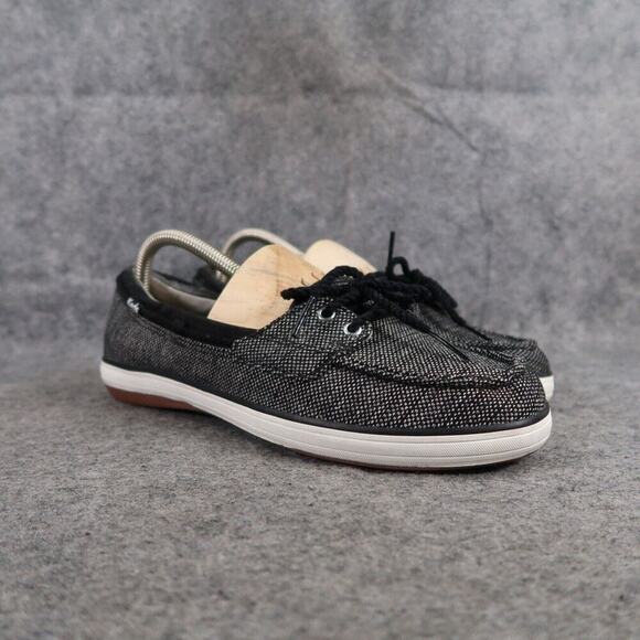 Keds Shoes Womens 8 Slip On Flats Glimmer Boat Moc Casual Classic Black Loafer - Picture 1 of 13